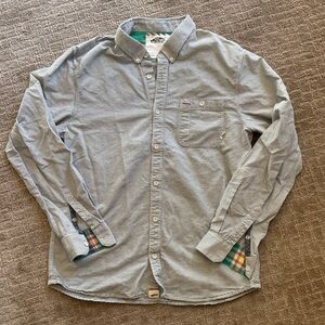 Vans Gray Striped Casual Button-Down Shirt